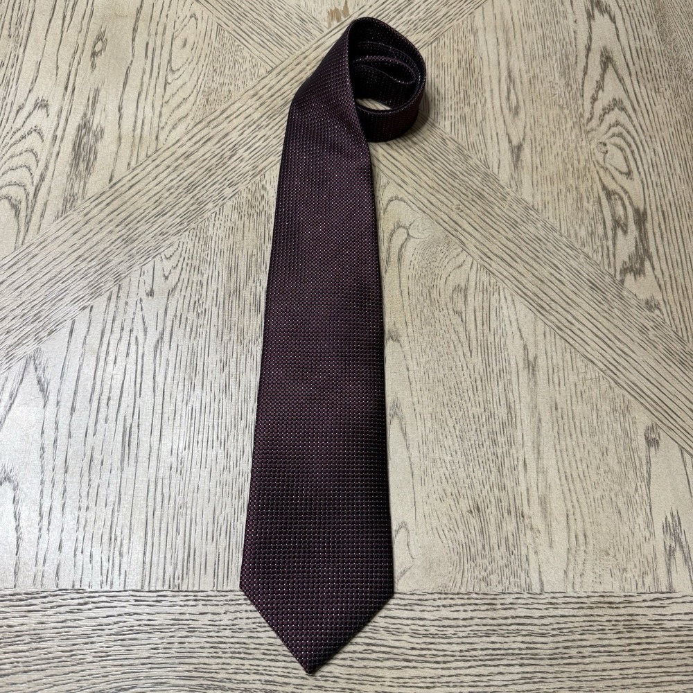 Pronto Uomo Maroon Silver Silk Tie Handmade‎
